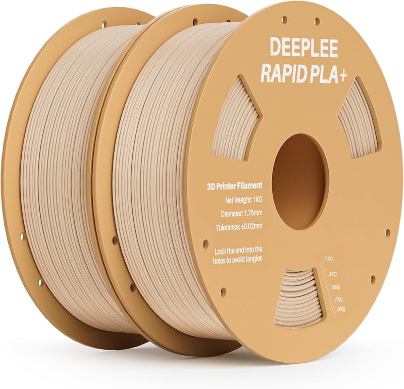Deeplee Rapid PLA Plus Filament 1.75mm, High Speed 3D Printer Filament Up to 600mm/s, PLA+ Filament Dimensional Accuracy +/- 0.02 mm Fits Most FDM 3D Printer, Cardboard Spool 2 Pack 1kg Beige - Image 1